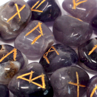 Runes Stone Set in Pouch - Amethyst Spirit Earth