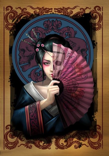 Spirit Earth Geisha Skull Greeting Card