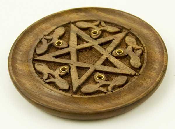 Spirit Earth Pentagram Wood Incense Plate